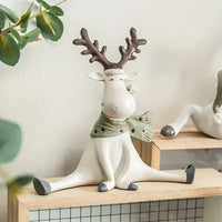 FrostyElk - Handcrafted Holiday Reindeer Figurine with Cozy Scarf, 5.5 in 0
