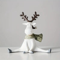 FrostyElk - Handcrafted Holiday Reindeer Figurine with Cozy Scarf, 5.5 in 1
