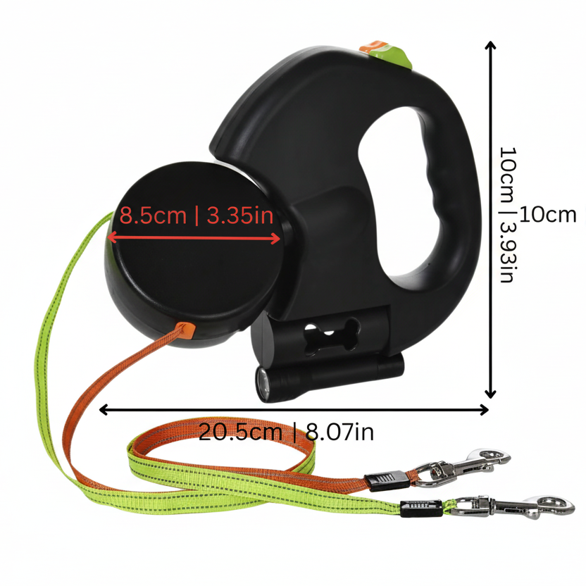 FurFriends Dual Dog Leash with LED Light, Tangle-Free Design & Ergonomic Handle 8
