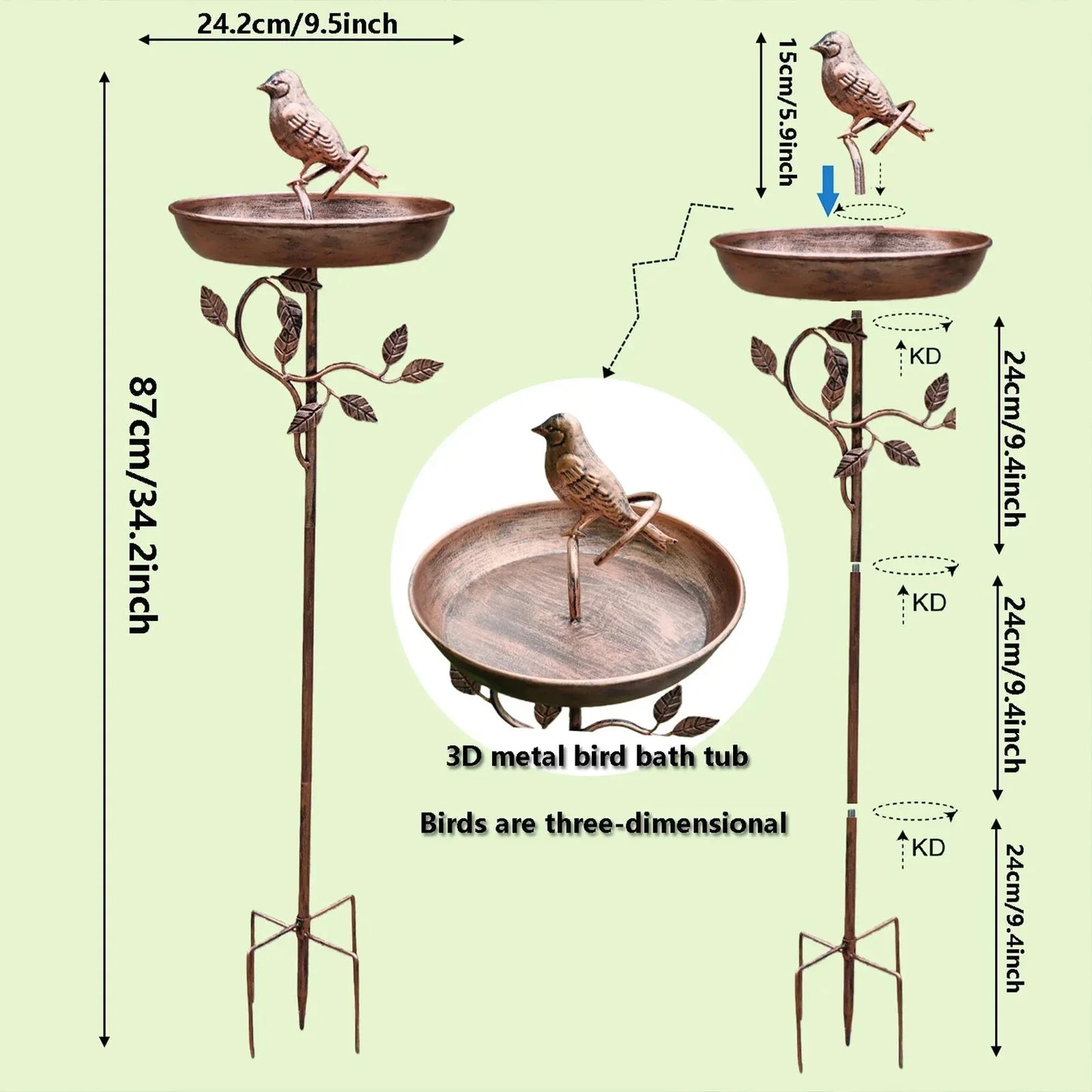 GARDENSHINE – Decorative Bird Bath for Charming Garden Spaces