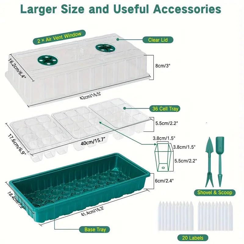 Growmida - 36-Cell Indoor Plant Growing Set with LED Light & Humidity Dome 4