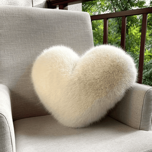 HUGNEST – Heart-shaped faux fur pillow for warm & modern living spaces 0