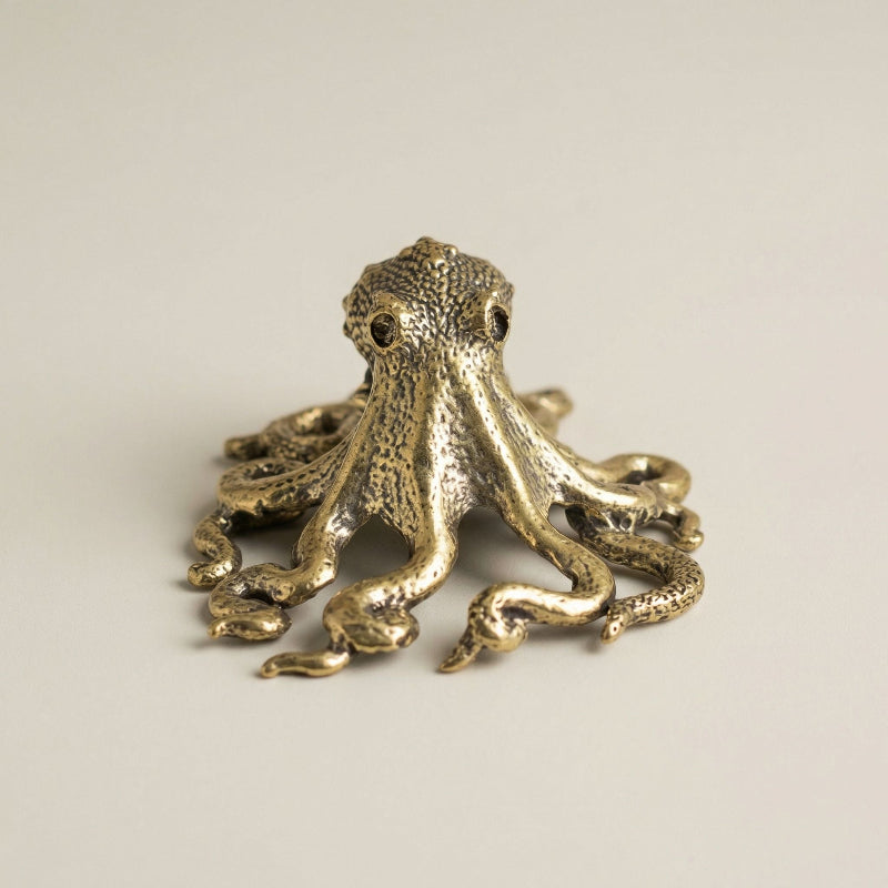 Handcrafted Antique Brass Octopus Sculpture - Unique Ocean-Inspired Home Décor 1