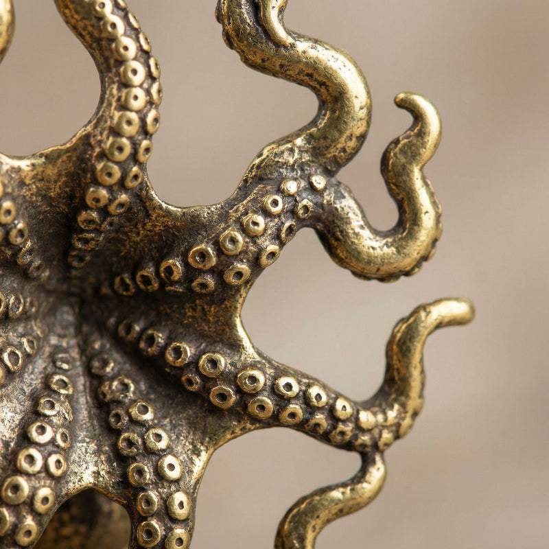 Handcrafted Antique Brass Octopus Sculpture - Unique Ocean-Inspired Home Décor 3
