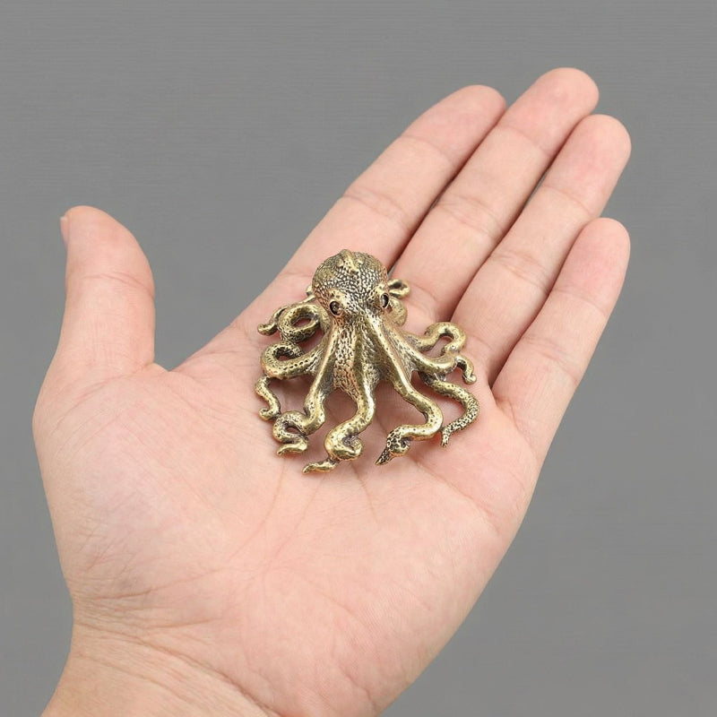 Handcrafted Antique Brass Octopus Sculpture - Unique Ocean-Inspired Home Décor 6