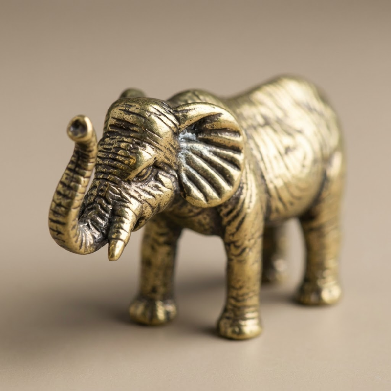 Handcrafted Brass Elephant Figurine - Elegant Home Décor Accent for Any Room 1