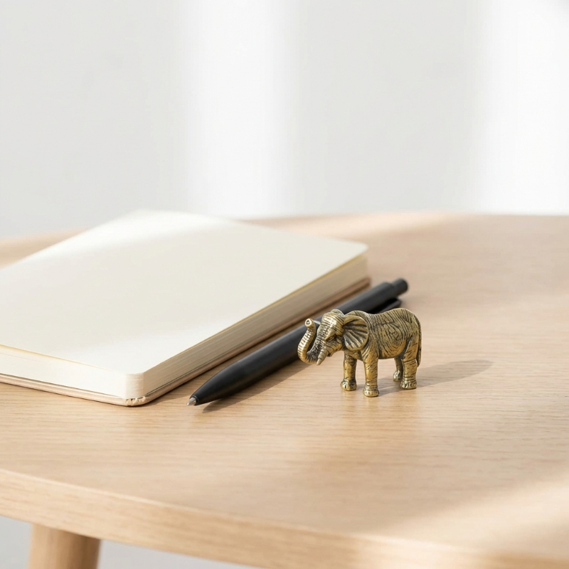 Handcrafted Brass Elephant Figurine - Elegant Home Décor Accent for Any Room 2