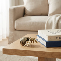 Handcrafted Brass Hermit Crab Figurine - Unique Ocean-Inspired Home Décor 3