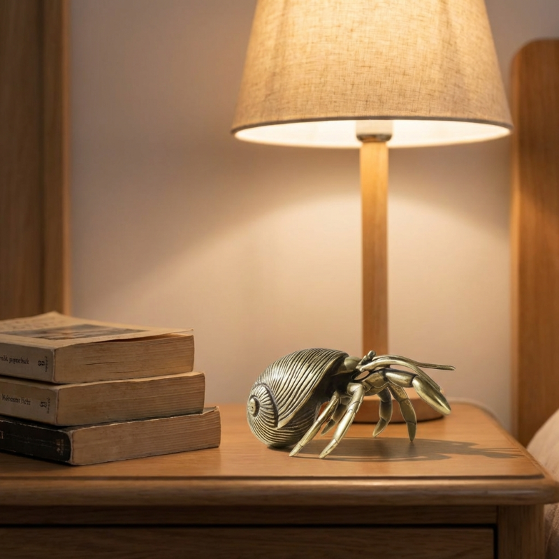 Handcrafted Brass Hermit Crab Figurine - Unique Ocean-Inspired Home Décor 7