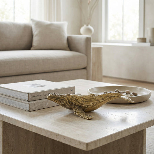 Handcrafted Brass Whale Sculpture - Coastal-Inspired Décor Accent 0
