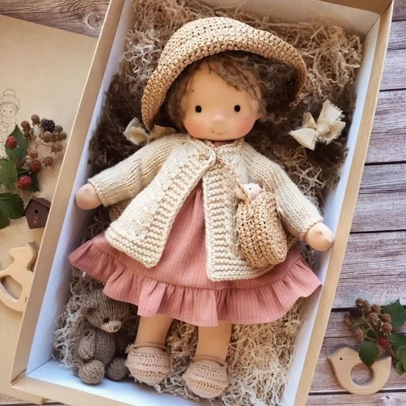 Handmade Cotton Waldorf Doll - Soft Plush Toy for Imaginative Play 1