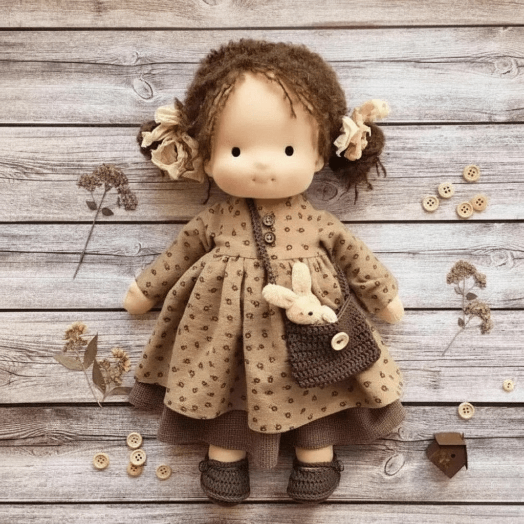 Handmade Cotton Waldorf Doll - Soft Plush Toy for Imaginative Play 10