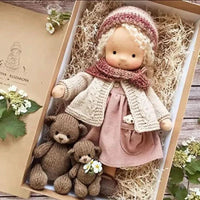 Handmade Cotton Waldorf Doll - Soft Plush Toy for Imaginative Play 12
