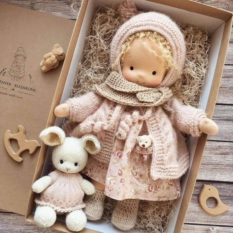 Handmade Cotton Waldorf Doll - Soft Plush Toy for Imaginative Play 18