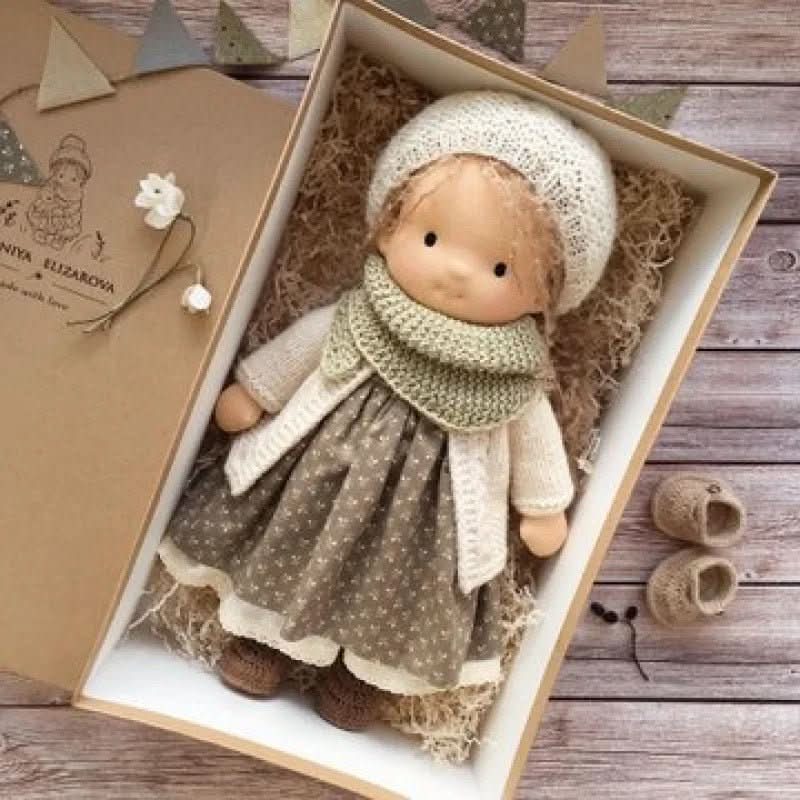 Handmade Cotton Waldorf Doll - Soft Plush Toy for Imaginative Play 33