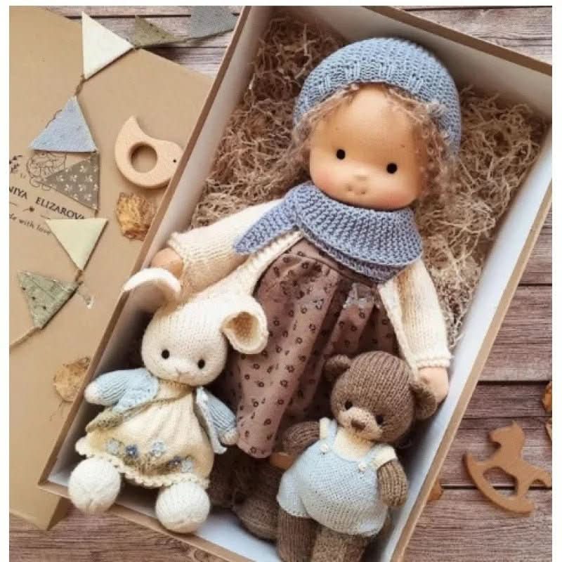 Handmade Cotton Waldorf Doll - Soft Plush Toy for Imaginative Play 37