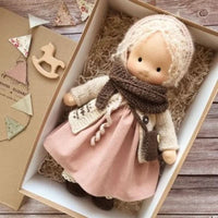 Handmade Cotton Waldorf Doll - Soft Plush Toy for Imaginative Play 39