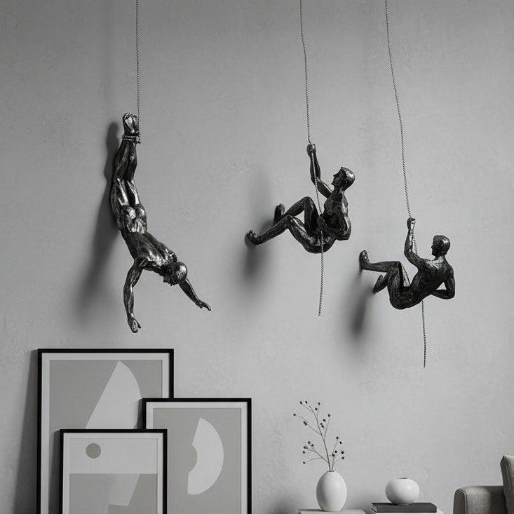 Handmade Resin Climbing Wall Sculpture for Dynamic Indoor Decor 0