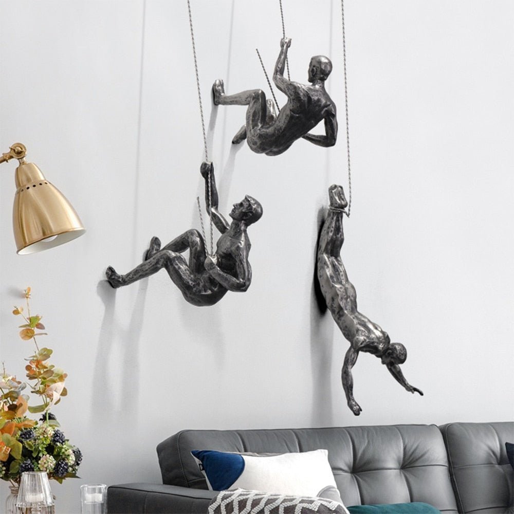 Handmade Resin Climbing Wall Sculpture for Dynamic Indoor Decor 1