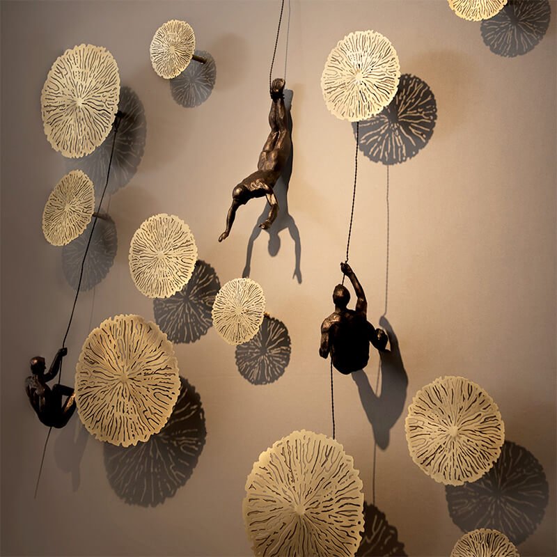 Handmade Resin Climbing Wall Sculpture for Dynamic Indoor Decor 4