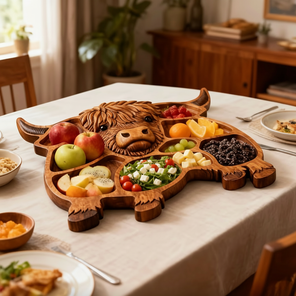 Highland Feast - Large Rustic Cow Charcuterie Board for Meat and Cheese 1