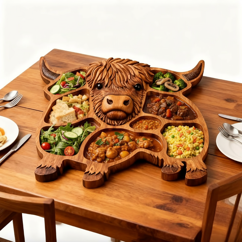 Highland Feast - Large Rustic Cow Charcuterie Board for Meat and Cheese 3