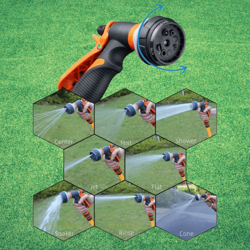 HydroFlex - 8-Mode High Pressure Garden Hose Sprayer Gun for Efficient Watering 2