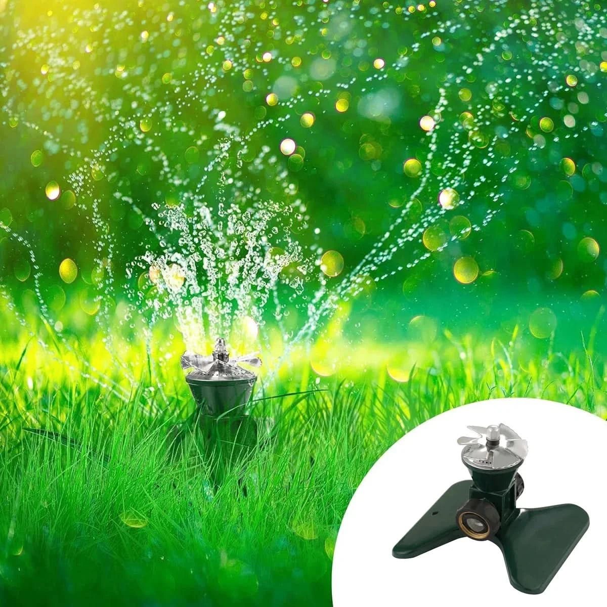 HydroSpin 360° Automatic Lawn Sprinkler System - Water-Efficient, Durable Metal Design for Even Garden Irrigation 1