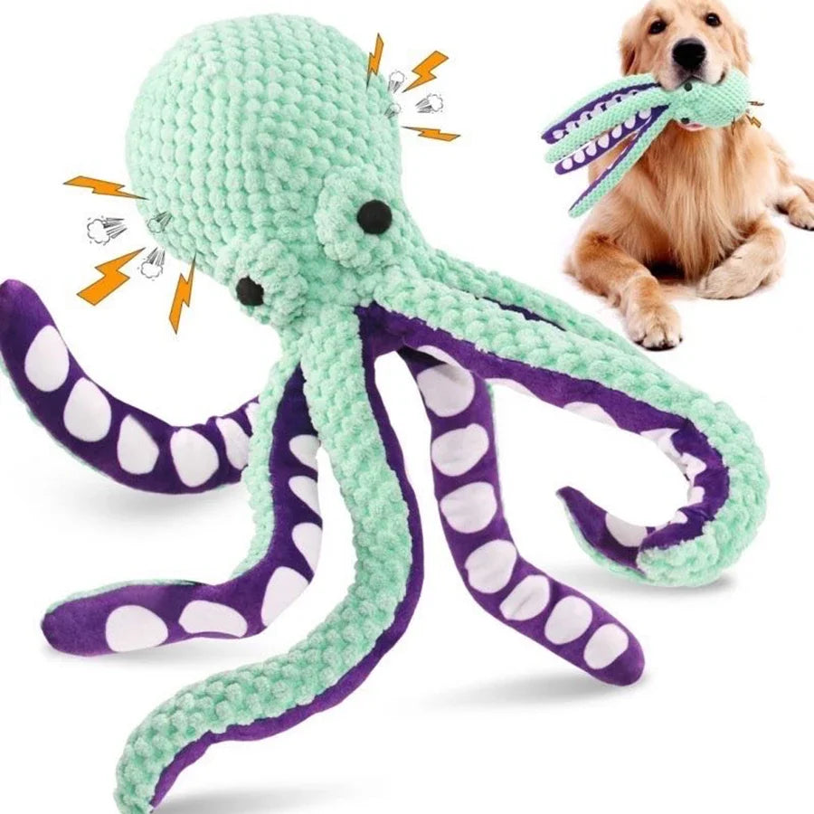 Interactive Plush Octopus Dog Toy - Sound & Anti-Demolition Design 0