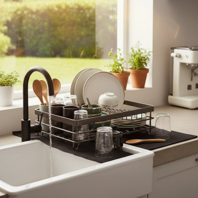 Modern Dish Rack Compact Foldable Stainless Steel Dish Rack | Compact Kitchen Organizer ...