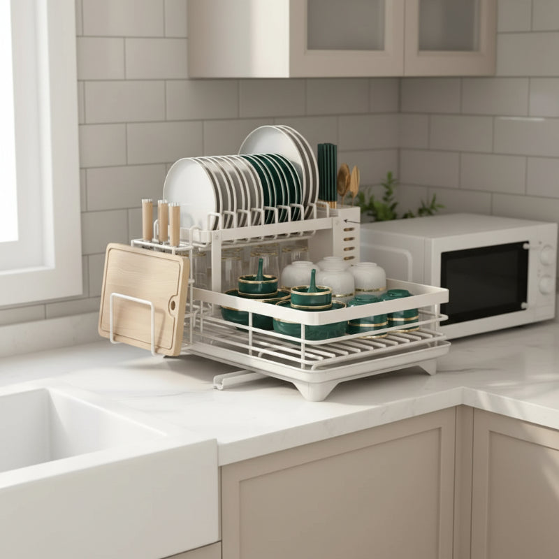 Modern Dish Rack Compact Foldable Stainless Steel Dish Rack | Compact Kitchen Organizer ...