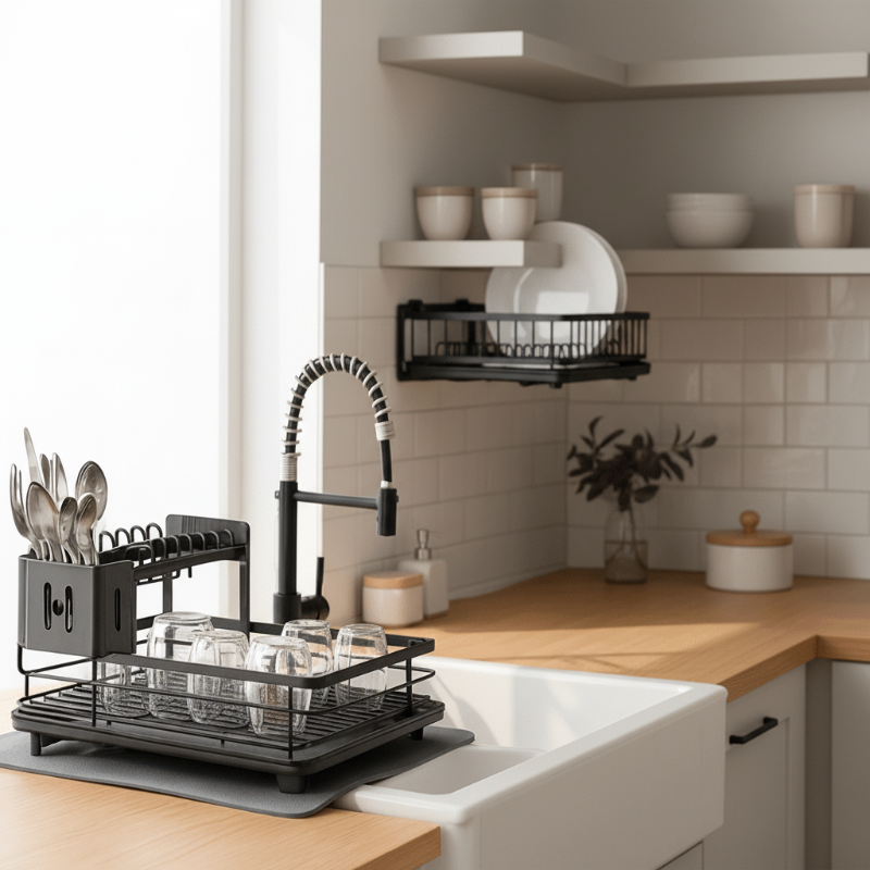 Modern Dish Rack Compact Foldable Stainless Steel Dish Rack | Compact Kitchen Organizer ...