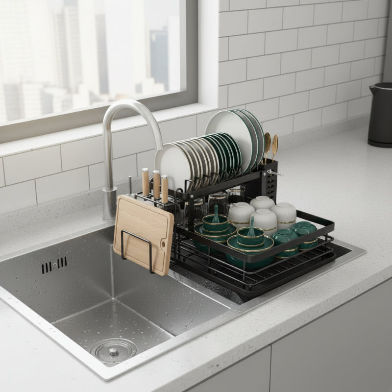 Modern Dish Rack Compact Foldable Stainless Steel Dish Rack | Compact Kitchen Organizer ...