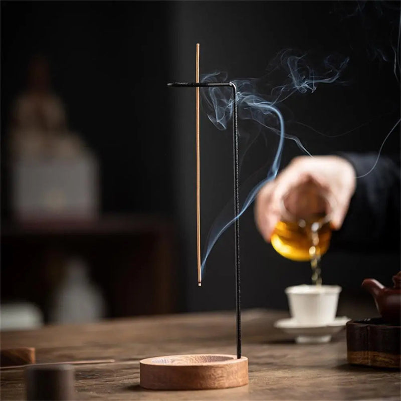 Kanso Upside Down Walnut Incense Holder - Elegant Burner for Meditation & Home Decor 1