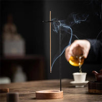 Kanso Upside Down Walnut Incense Holder - Elegant Burner for Meditation & Home Decor 1