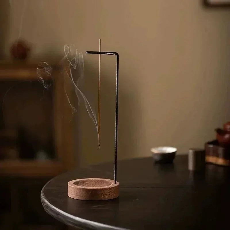 Kanso Upside Down Walnut Incense Holder - Elegant Burner for Meditation & Home Decor 4