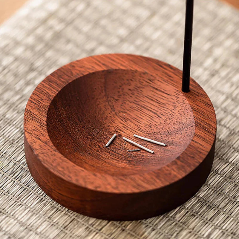 Kanso Upside Down Walnut Incense Holder - Elegant Burner for Meditation & Home Decor 5