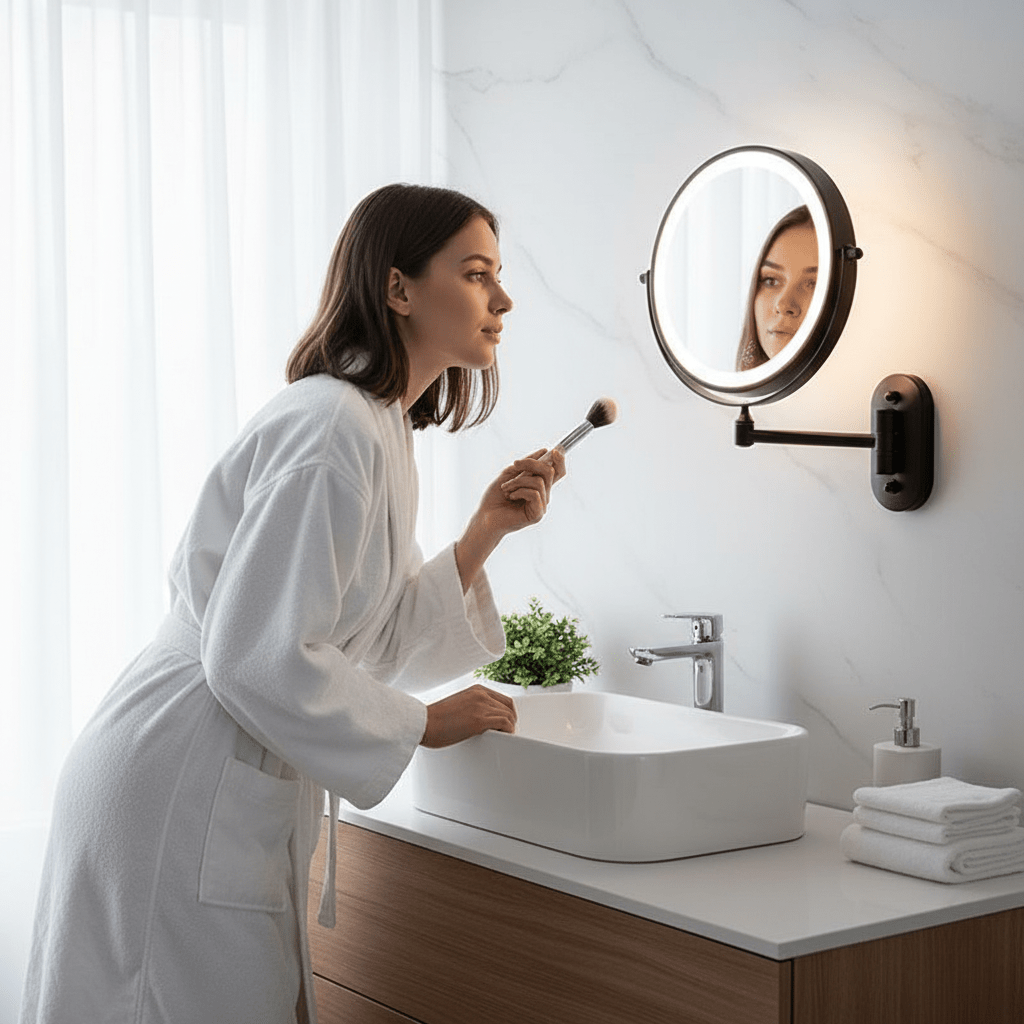 LED Magnifying Makeup Mirror with Light - Adjustable Brightness & Rechargeable Battery 3