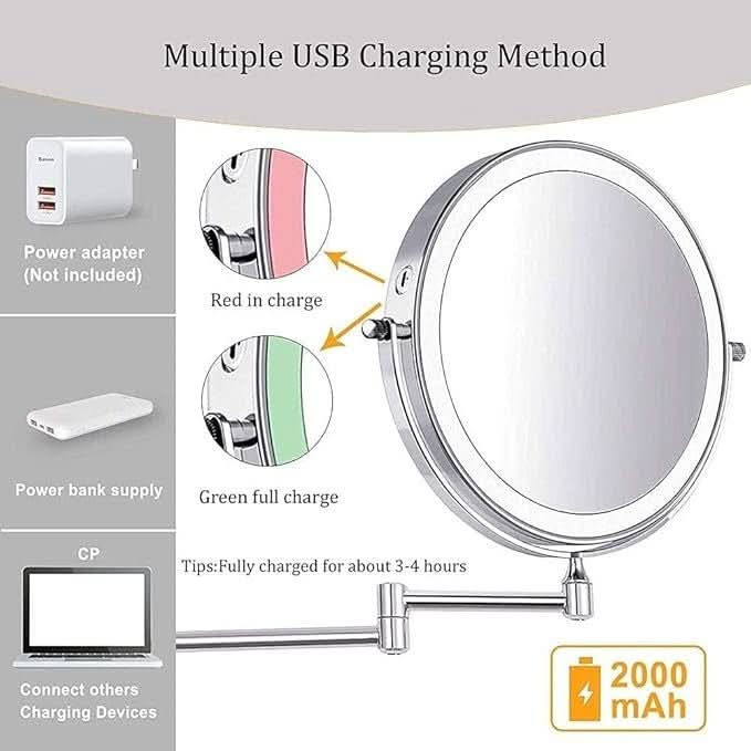 LED Magnifying Makeup Mirror with Light - Adjustable Brightness & Rechargeable Battery 8