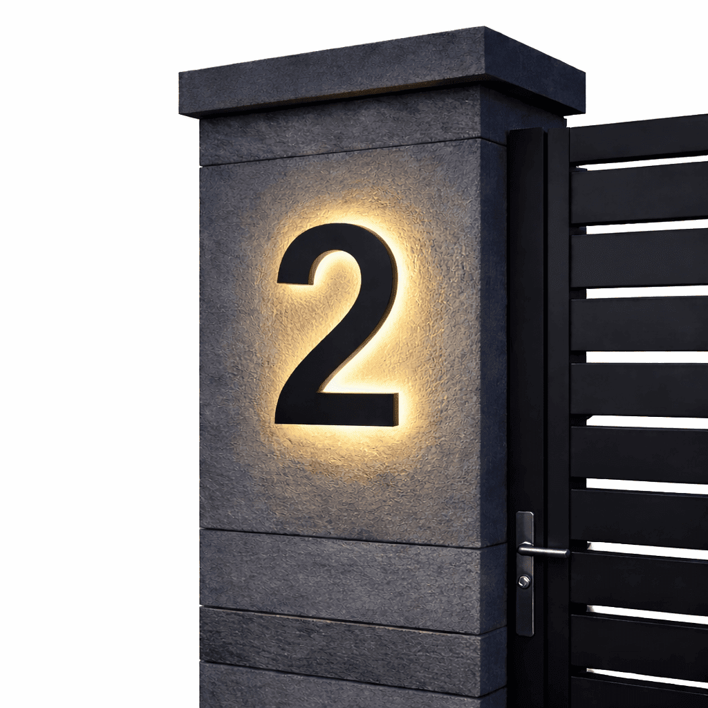 LICHTZEICHEN – Individually Customizable LED House Numbers for Modern Homes 14