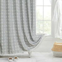 LINENCOVE – Bohemian linen shower curtain with tassels & waterproof design 1