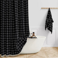 LINENCOVE – Bohemian linen shower curtain with tassels & waterproof design 2