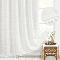 LINENCOVE – Bohemian linen shower curtain with tassels & waterproof design 3