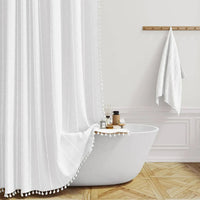 LINENCOVE – Bohemian linen shower curtain with tassels & waterproof design 5