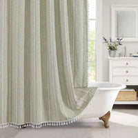 LINENCOVE – Bohemian linen shower curtain with tassels & waterproof design 6