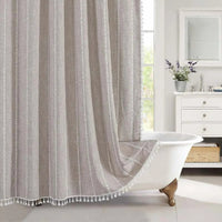 LINENCOVE – Bohemian linen shower curtain with tassels & waterproof design 7