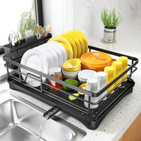 Large Stainless Steel Dish Drying Rack with Efficient Drainboard & Cutlery Holder 0