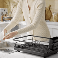 Large Stainless Steel Dish Drying Rack with Efficient Drainboard & Cutlery Holder 1