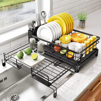 Large Stainless Steel Dish Drying Rack with Efficient Drainboard & Cutlery Holder 5