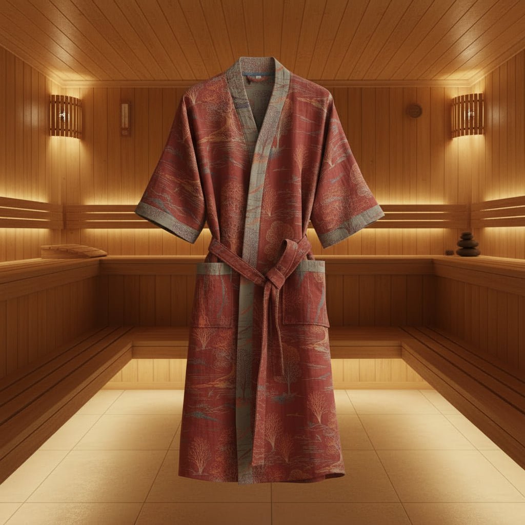 LeafKimono - Reversible Organic Cotton Bathrobe with Ginkgo Leaf Motif 12